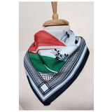 istanbul prensesleri ZEYTİN DALI VE FİLİSTİN TEMALI FULAR 50x50 Kaymaz Krep Canlı Renkler