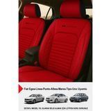 Istanbul Serisi Deri Oto Koltuk Kılıfı (Fiat Egea-Linea-Punto-Albea-Marea-Tipo-Uno Uyumlu) - Kırmızı