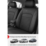 Istanbul Serisi Deri Oto Koltuk Kılıfı (Fiat Egea-Linea-Punto-Albea-Marea-Tipo-Uno Uyumlu) - Siyah