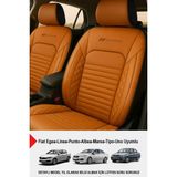 Istanbul Serisi Deri Oto Koltuk Kılıfı (Fiat Egea-Linea-Punto-Albea-Marea-Tipo-Uno Uyumlu) - Taba