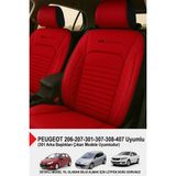 Istanbul Serisi Deri Oto Koltuk Kılıfı (Peugeot 206-207-208-306-307-407- Uyumlu) - Kırmızı
