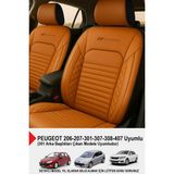 Istanbul Serisi Deri Oto Koltuk Kılıfı (Peugeot 206-207-208-306-307-407- Uyumlu) - Taba