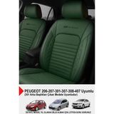 Istanbul Serisi Deri Oto Koltuk Kılıfı (Peugeot 206-207-208-306-307-407- Uyumlu) - Yeşil