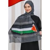 Istanbul Style Moda Unisex Günlük Kullanıma Uygun Puşi Şal Kefiye Filistin Bayrak Fular AFL2364 - Siyah