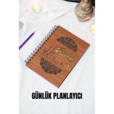 Istanbul Tasarım Ahşap Kapak Plan Defteri - Tarihsiz Ajanda - Günlük Planlama Defteri (Ceviz) A5