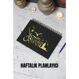 Istanbul Tasarım Siyah Ahşap Plan Defteri - Tarihsiz Ajanda - Haftalık Planlayıcı - A5