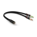 İstanbul Teknoloji Kulaklık Mikrofon Ayırıcı Splitter Kablo 2x3.5 mm Yüksek Kalite Stereo Kablo - Siyah