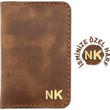 İstanbul Twingold Kişiye Özel Unisex Mini Cüzdan - Kahverengi