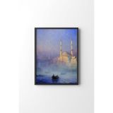 İstanbul'da Kayıklar - Siyah Çerçeve, Siyah, 50 x 70