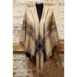 İSTANBULSTYLEMODA Desenli Omuz Şalı -kap Şal Bej Aşk2373