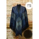 İSTANBULSTYLEMODA Desenli Omuz Şalı -kap Şal Lacivert Aşk2373
