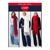 İSTANBULSTYLEMODA İthal Puffy Yumuşak Dokulu Kadın Atkı Şal Omuz Şalı (Bordo Ekru ve Kırmızı) 3 ADET ATK031225