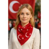 İSTANBULSTYLEMODA Kırmızı Ay Yıldız Türk Bayrağı Temalı Pamuk Kumaş Fular - Bandana - 23 Nisan, 29 Ekim, 19 Mayıs