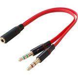 Istatek Y Kablo 3.5 mm Dişi To 2 x 3.5 mm Erkek Kulaklık Mikrofon Ayırıcı Kırmızı
