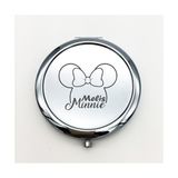 İşte Bu Kişiye Özel İsimli Minnie Mouse Baskılı Daire Metal Ayna Çanta, Cep ve Makyaj Aynası - Gümüş