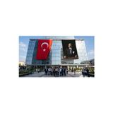 İstikbal Göklerdedir Atatürk Portresi Bayrak ve Türk Bayrağı Premium Raşel Kumaş 2'li Set 10x15 metre ATA10