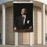 Istikbal Göklerdedir Atatürk Portresi Poster Bayrak Premium Raşel Kumaş ATA10 2X3M