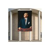 Istikbal Göklerdedir Atatürk Portresi Poster Bayrak Premium Raşel Kumaş ATA32 2X3M