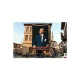 Istikbal Göklerdedir Atatürk Portresi Poster Bayrak Premium Raşel Kumaş ATA32