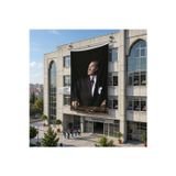İstikbal Göklerdedir Atatürk Portresi Poster Bayrak Raşel Kumaş 6x9 metre ATA10