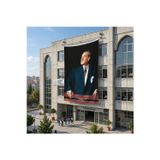 Istikbal Göklerdedir Atatürk Portresi Poster Bayrak Raşel Kumaş 6x9 metre ATA32