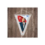 Istikbal Göklerdedir Mustafa Kemal Atatürk-Ay yıldız Poster Beyaz Saçaklı Üçgen Flama Bayrak Hatıra Flama ATA33