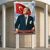 Istikbal Göklerdedir Mustafa Kemal Atatürk-Ay Yıldız Poster Poster Bayrak Premium Raşel Kumaş ATA33 2X3M