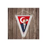 İstikbal GöklerdedirAtatürk ve Türk Bayrağı Beyaz Saçaklı Üçgen Flama Bayrak Hatıra Flama ATA36