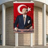 Istikbal Göklerdediratatürk ve Türk Bayrağı Poster Bayrak Premium Raşel Kumaş ATA36 2X3M