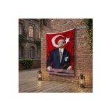 İstikbal GöklerdedirAtatürk ve Türk Bayrağı poster Bayrak Raşel Kumaş 100x150 cm ATA36
