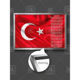Istiklal Marşı ve Türk Bayrağı Makam Arkası Dekor Çerçeveli Yatay Kanvas Tablo - 60 X 40 - Gümüş