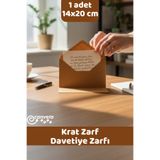 İstisna 1 Adet 14x20 Cm Kraft Zarf Çaycuma Zarf Mektup Kartpostal Davetiye Zarfı