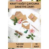 İstisna 10 Adet 7X9CM Kahverengi Çaycuma Kraft Zarf Düğün Davetiye Lüks Tebrik Kartı Mektup Mühür - Renkli - Standart