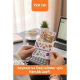 İstisna 10 Adet Çocuklar Için Bayram ve Özel Günler Harçlık Para Zarfı 7x9 cm Baskılı Özel Para Zarfı - Çok Renkli