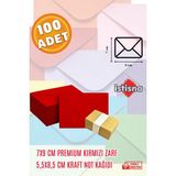 İstisna 100 Adet 7x9 Cm Kırmızı Zarf Kraft Not Kağıdı Sevimli Mini Kart Zarfları - Kırmızı - Kraft