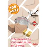 İstisna 100 Adet 7x9 cm Kraft Zarf Kraft Not Kağıdı ve Opp Poşet Hediyeli Sevimli Mini Kart Zarfları