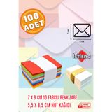 İstisna 100 Adet 7x9 Cm Renkli Zarf Ve Not Kağıdı Doğum Günü Için Sevimli Mini Kart Zarfları