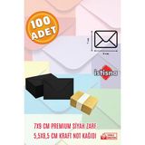 İstisna 100 Adet 7x9 cm Siyah Zarf Kraft Not Kağıdı Sevimli Mini Kart Zarfları - Siyah - Kraft