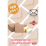 İstisna 100 Adet 7x9Cm Kahverengi Çaycuma Kraft Zarf ve Not Kağıdı Düğün Davetiye Tebrik Kartı Mektup