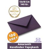 İstisna 100 Adet Amaranth Mor Zarf Pantone Yılın Renkleri 140 Gr. 13X18 cm Kendinden Yapışkanlı Zarf Hediye Doğum Günü Dilekleri Düğün Para Davetiye Mektup Kartpostal Zarfı