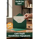 İstisna 100 Adet Çam Yeşili Zarf Kendinden Yapışkanlı 13X18 cm Mektup Kartpostal Davetiye Zarfı Yılbaşı Çam Ağacı Renkleri