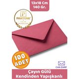 İstisna 100 Adet Çayın Gülü Fuşya Zarf Pantone Yılın Renkleri 140 Gr. 13X18 cm Kendinden Yapışkanlı Zarf Hediye Doğum Günü Dilekleri Düğün Para Davetiye Mektup Kartpostal Zarfı