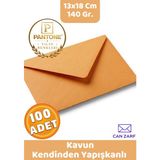 İstisna 100 Adet Kavun Turuncu Zarf Pantone Yılın Renkleri 140 Gr. 13X18 cm Kendinden Yapışkanlı Zarf Hediye Doğum Günü Dilekleri Düğün Para Davetiye Mektup Kartpostal Zarfı