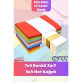 İstisna 100 Adet Not Kağıdı ve 100 Adet 7x9 Cm Renkli Zarf Sevgiliye Not için Mini Zarf Kartvizit Zarfları