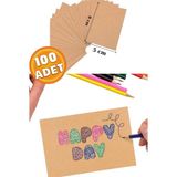 İstisna 100 Adet Premium Kalın Kraft Kağıt Not Yazmak Grafiti ve Projeleri için Zarf içi Not Kartları