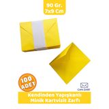 İstisna 100 Adet Sarı Renkli Küçük Zarf 7x9 Cm 90 Gr. Kendinden Yapışkanlı Minik Kartvizit ve Davetiye Zarf