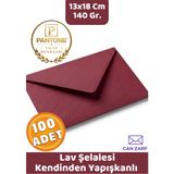 İstisna 100 Adet Şelalesi Bordo Zarf Pantone Yılın Renkleri 140 Gr. 13X18 cm Kendinden Yapışkanlı Zarf Hediye Doğum Günü Dilekleri Düğün Para Davetiye Mektup Kartpostal Zarfı
