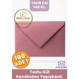 İstisna 100 Adet Tozlu Gül Pembe Zarf Pantone Yılın Renkleri 140 Gr. 13X18 cm Kendinden Yapışkanlı Zarf Hediye Doğum Günü Dilekleri Düğün Para Davetiye Mektup Kartpostal Zarfı - Toz Pembe
