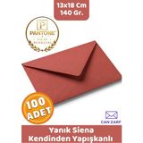 İstisna 100 Adet Yanık Siena Kırmızı Zarf Pantone Yılın Renkleri 140 Gr. 13X18 cm Kendinden Yapışkanlı Zarf Hediye Doğum Günü Dilekleri Düğün Para Davetiye Mektup Kartpostal Zarfı