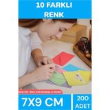 İstisna 200 Adet 7x9 CM Sevimli Kaliteli Canlı Renkli Doğum Günü İçin Mini Kart Davetiye Zarfları - Standart